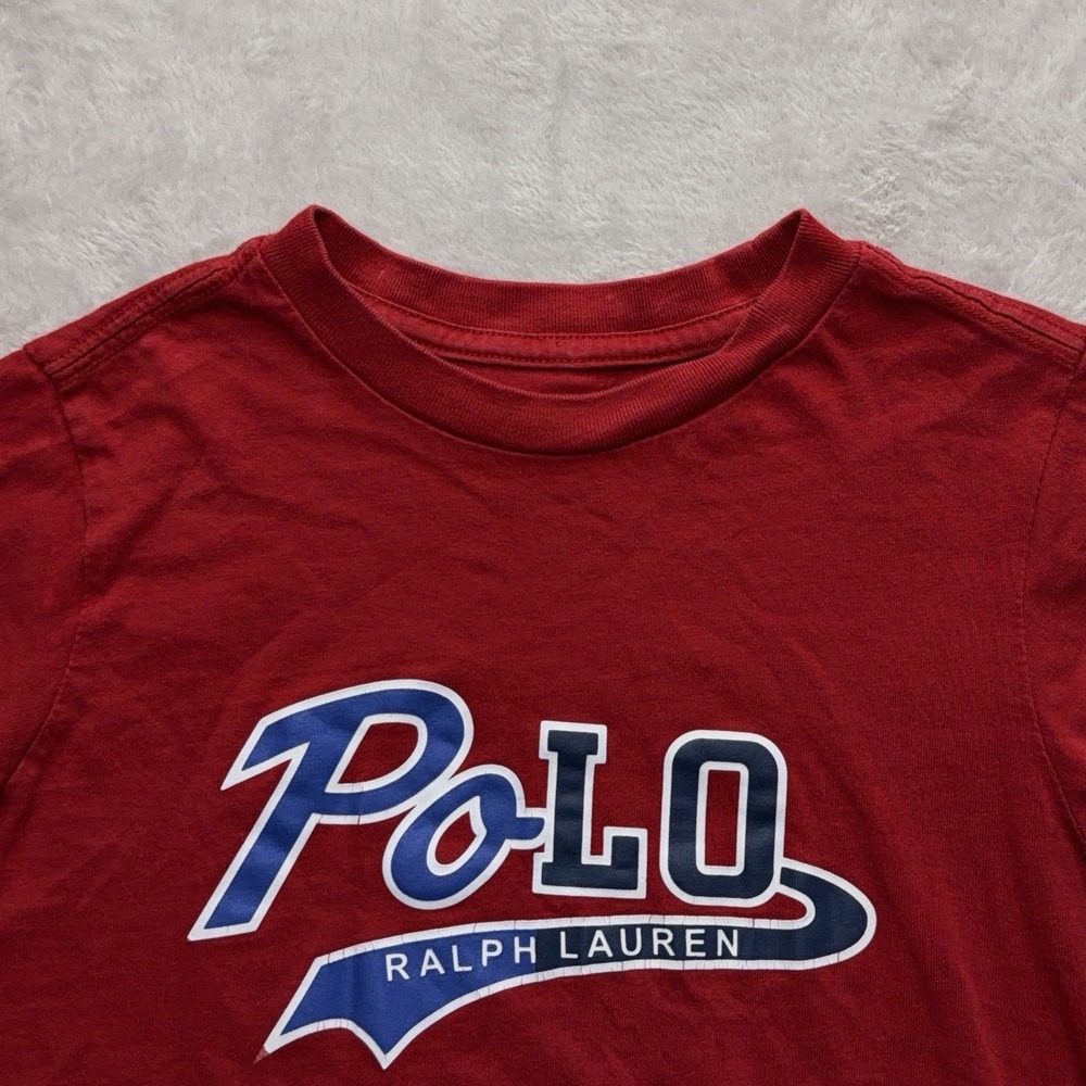 Polo Ralph Lauren Boys 5 Graphic Red Cotton Short Sleeve T Shirt Preppy Casual - Picture 2 of 10